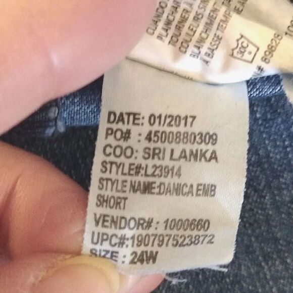 GV High Waisted Chevron Embroidered Sides Denim Jean Shorts Plussize 16 - Picture 15 of 15